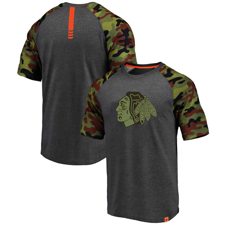 Chicago Blackhawks Fanatics Branded Heathered GrayCamo Recon Camo Raglan T-Shirt,We sell and wholesale Chicago Blackhawks Fanatics Branded Heathered GrayCamo Recon Camo Raglan T-Shirt on line form chian!